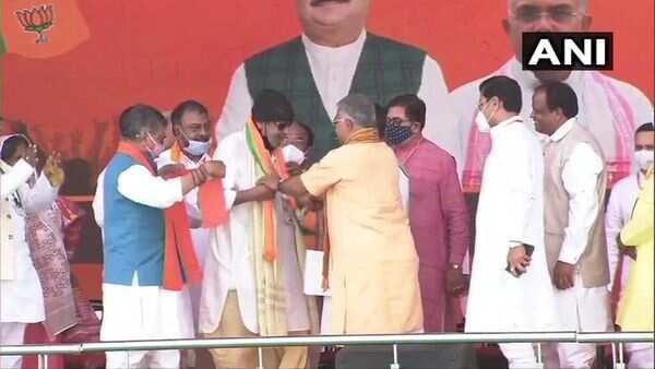 Actor Mithun Chakraborty joins BJP ahead of Prime Minister Modi's rally in Kolkata