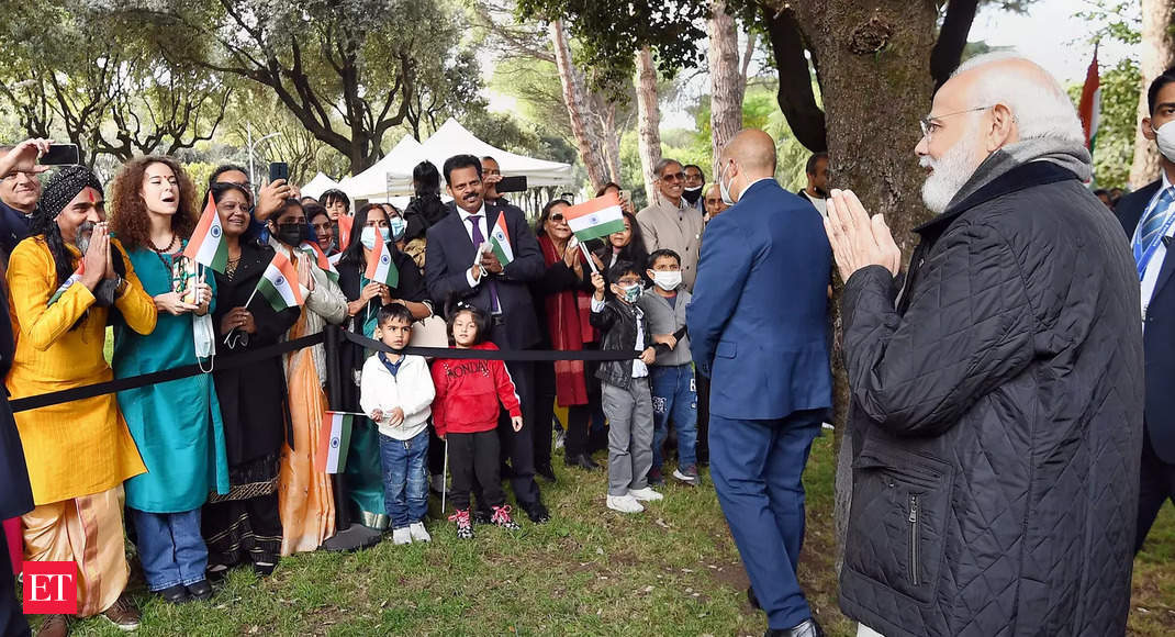 PM Narendra Modi interacts with people of different communities in Rome  