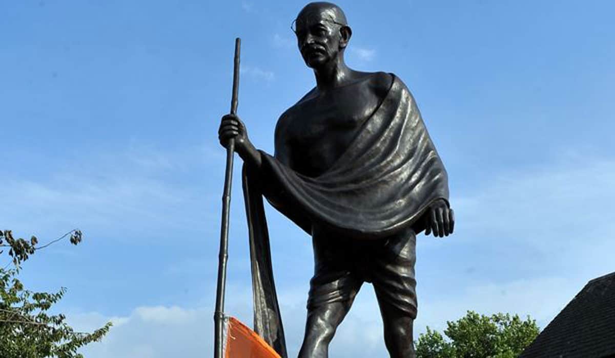 Mahatma Gandhi Statue of Mahatma Gandhi defaced at Hindu temple in